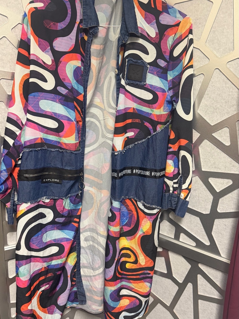 Colorful Abstract Print Jacket - Multicolor